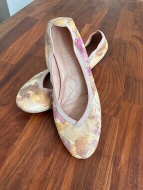 Hispanitas Women's Leather Snake Print Floral Pattern Wedge Ballet Flats - 38